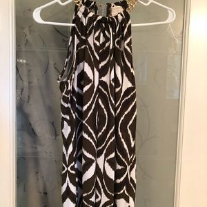 Michael Kors dark olive and white chained-neck top